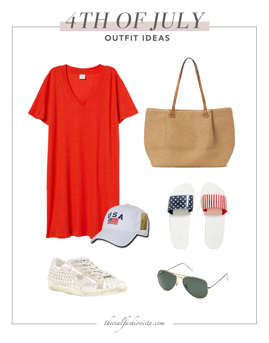 red tshirt dress outfit idea for 4th of july