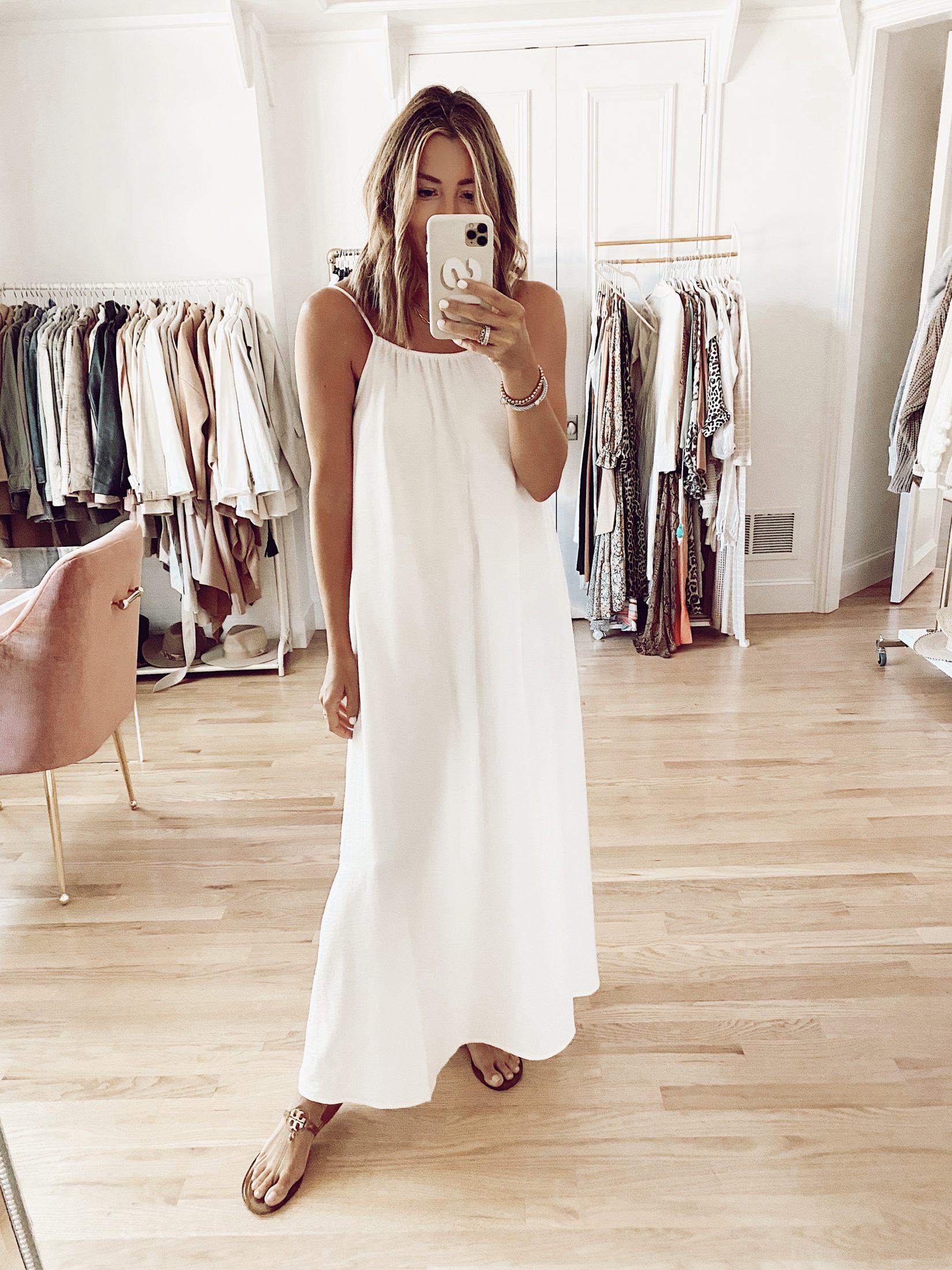 jaime shrayber wearing target white maxi summer dress