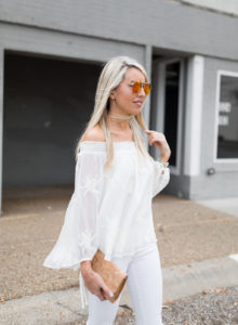 aviator sunglasses under $100, ots blouse under $100, ots white flower top, tonal flower ots blouse