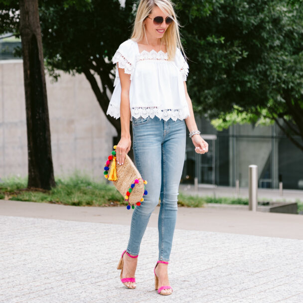 lace hemmed top - lace trimmed top - scalloped lace trim - romantic white top - white crop top - white lace crop top