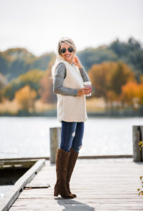 long sleeve grey tee cozy long sleeve grey shirt thin grey sweatshirt stylish grey tshirt cream sherpa vest