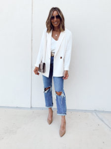 dallas fashion blogger jaime shrayber wearing topshop ivory rita blazer