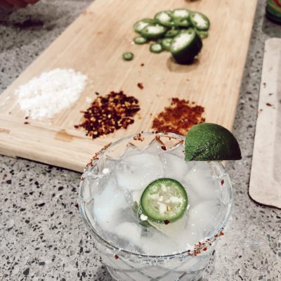 spicy jalapeno ranchwater tequila drink with lime