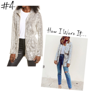 nordstrom bb dakota silver sequin premiere stretch jacket