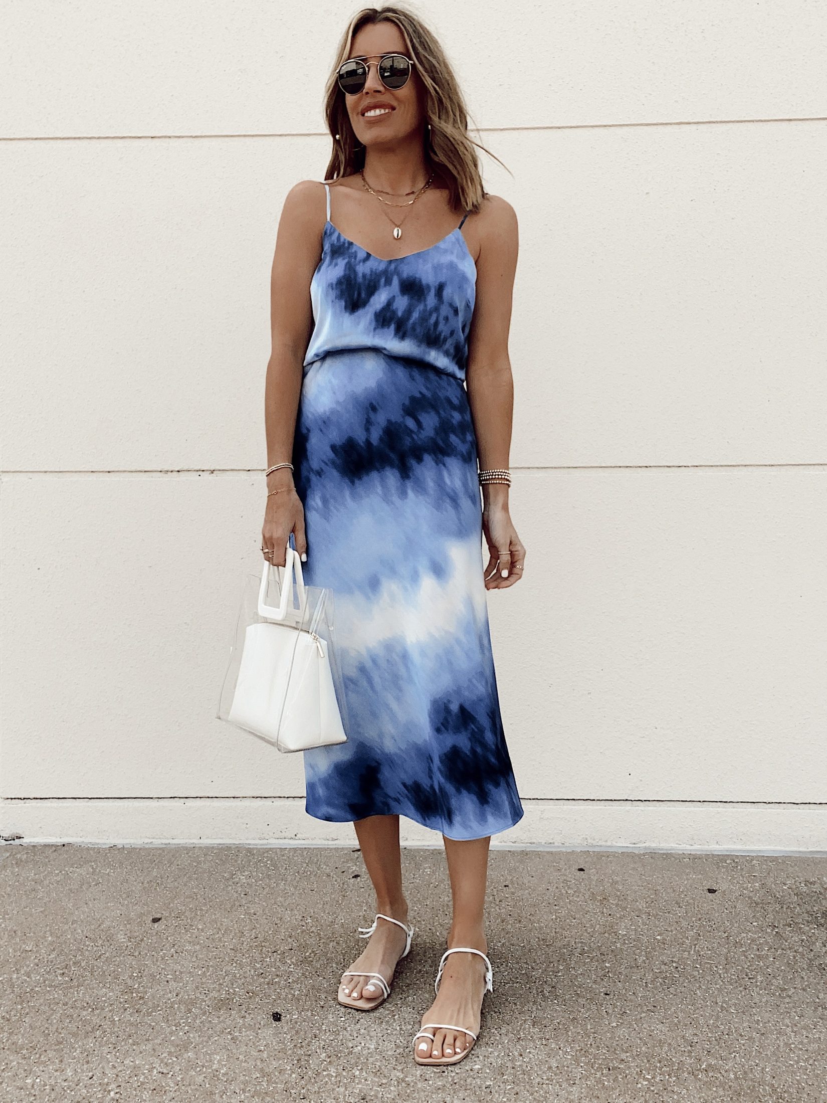 Walmart scoop blue ombre tie dye print cami top with matching slip skirt