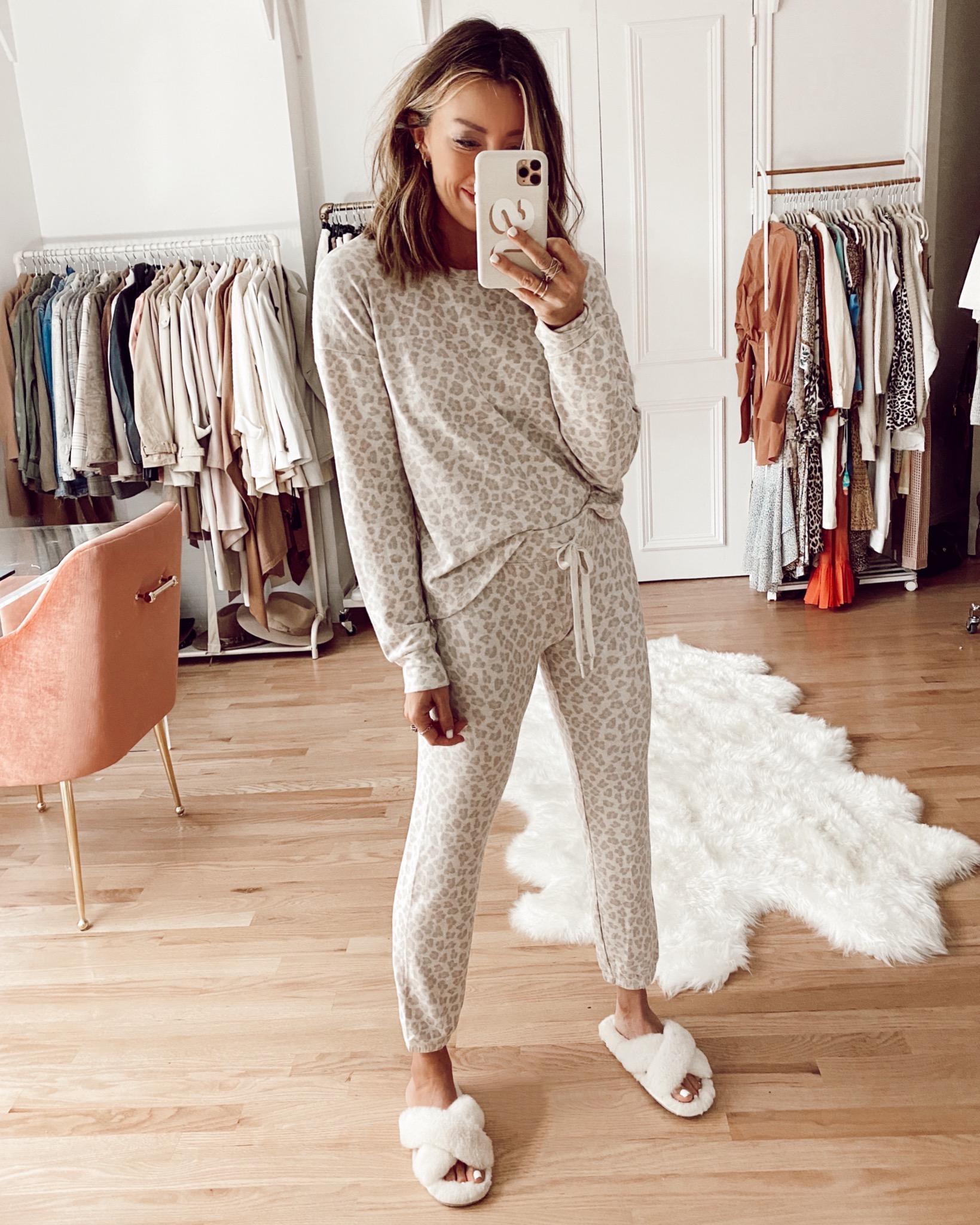 comfy at home leopard loungewear set from pj salvage nordstrom