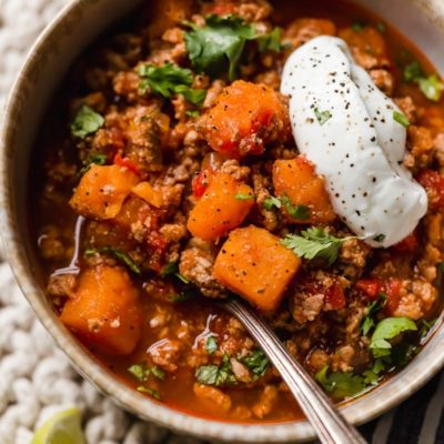 quick and easy instant pot no bean turkey chili recipe with sweet potatoes