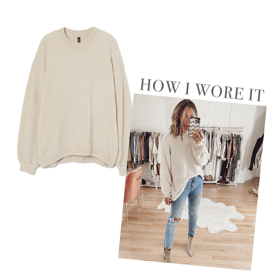 h&m light beige chenille oversized sweater