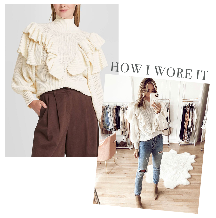 affordable target fall finds - cream ruffle sleeve mock turtleneck sweater