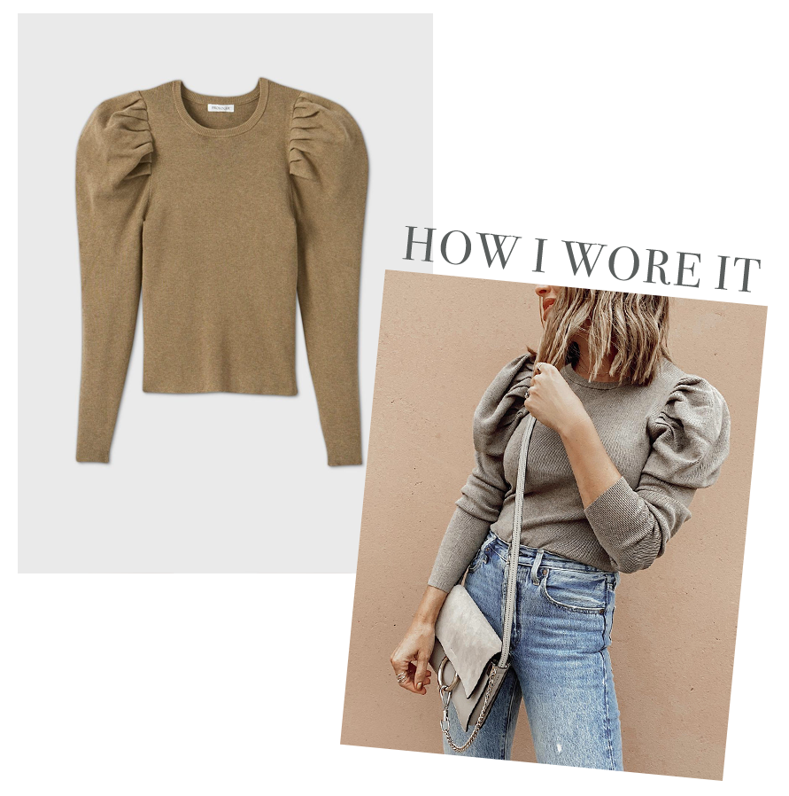 affordable target olive green puff sleeve crewneck sweater