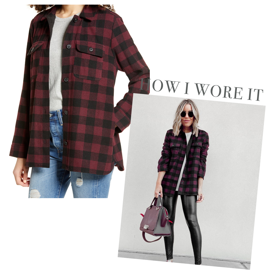 nordstrom bp red black plaid flannel shirt jacket