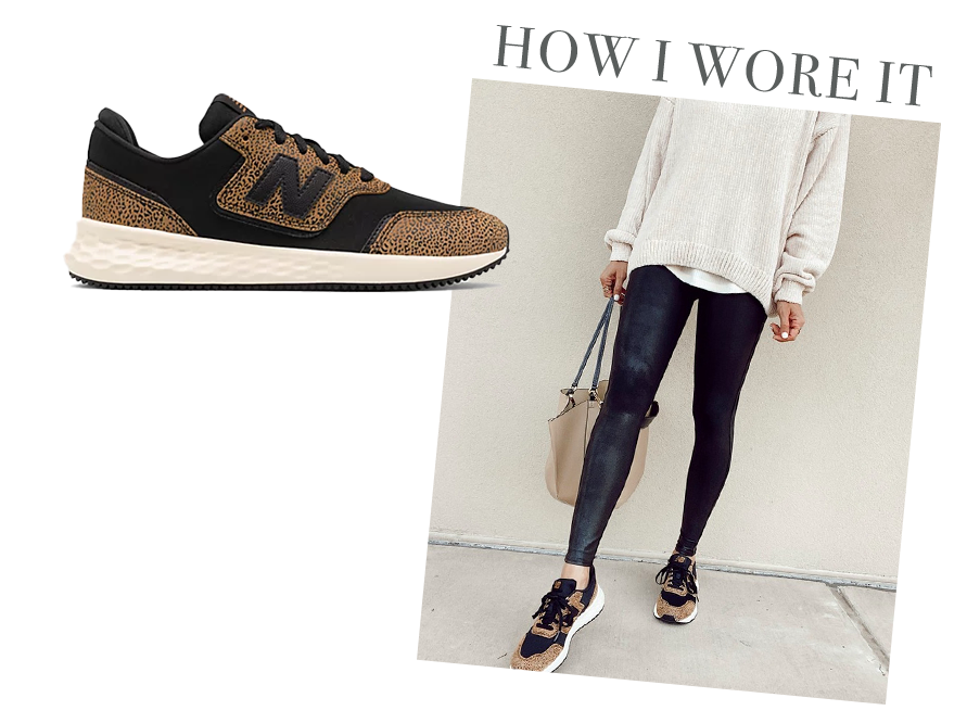 fashion blogger wearing brown new balance x-70