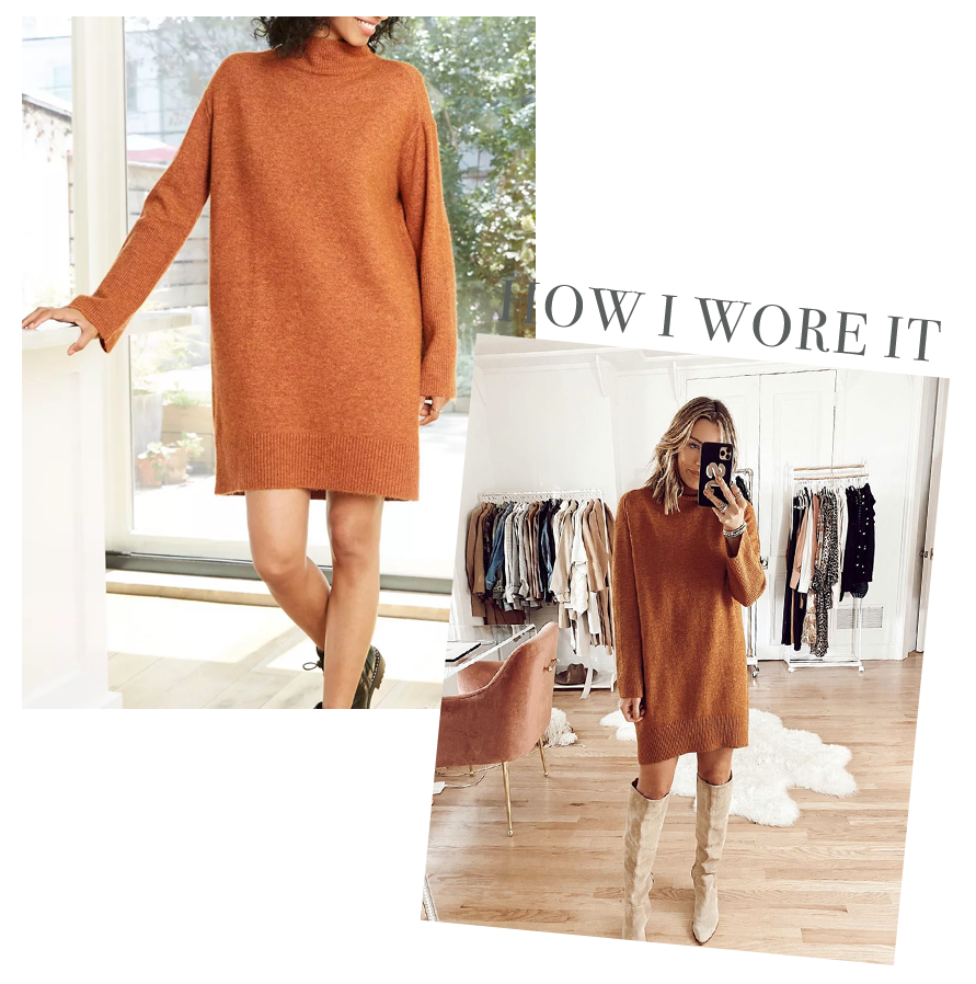 orange rust target turtleneck sweater dress