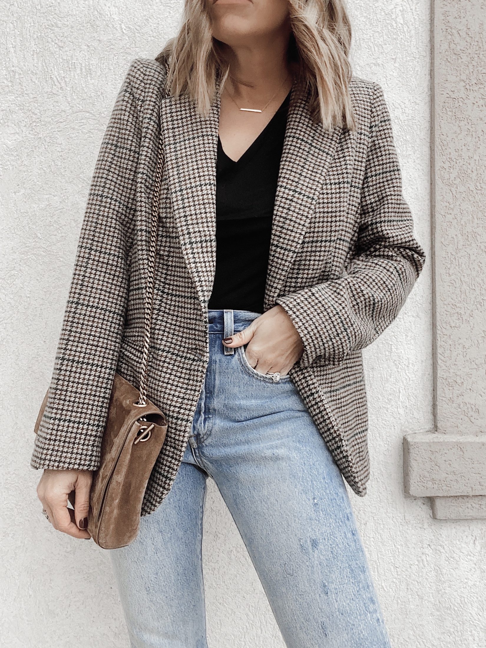 nordstrom treasure & bond plaid blazer outfit