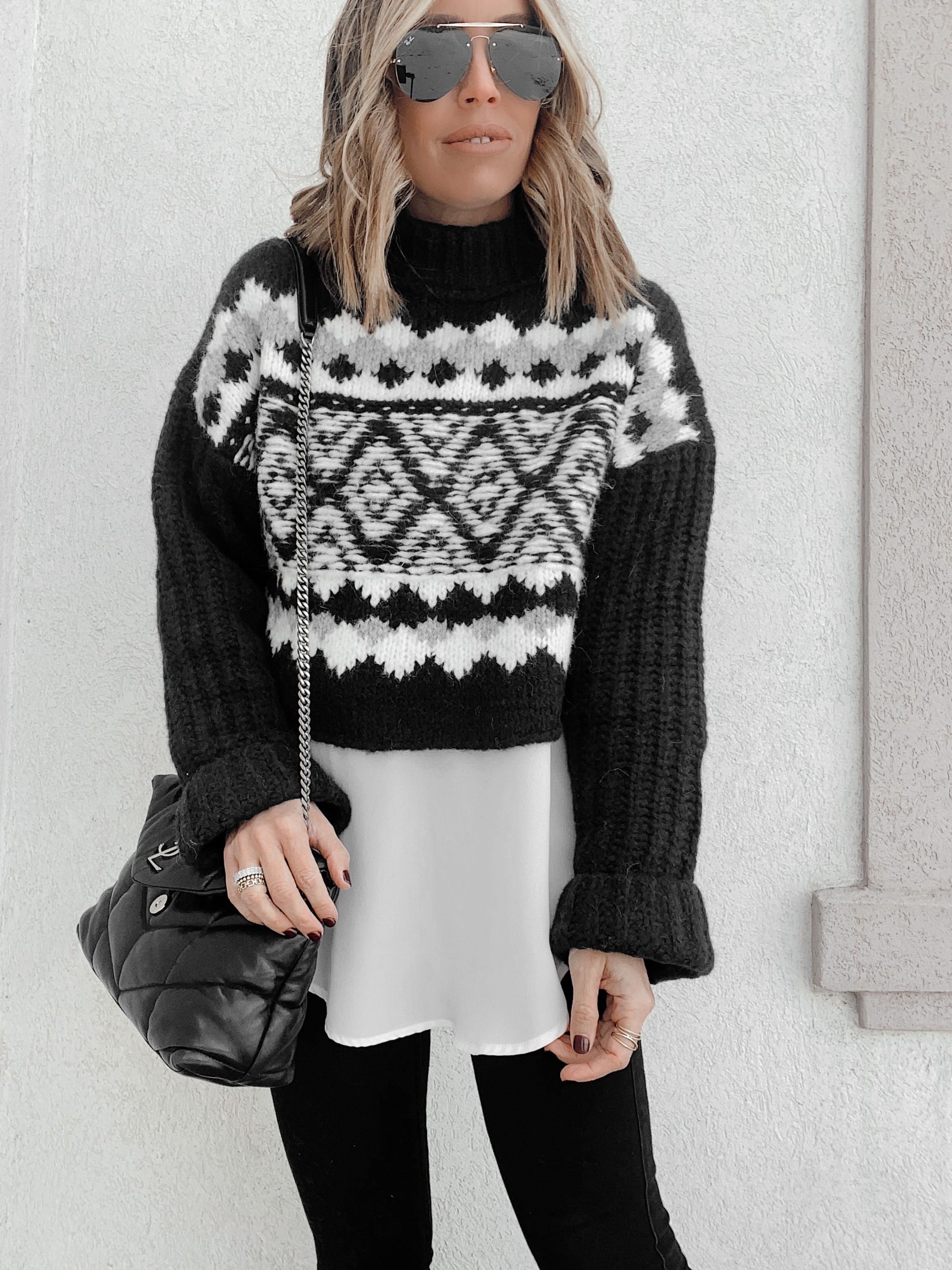 free people alpine crop mock neck sweater