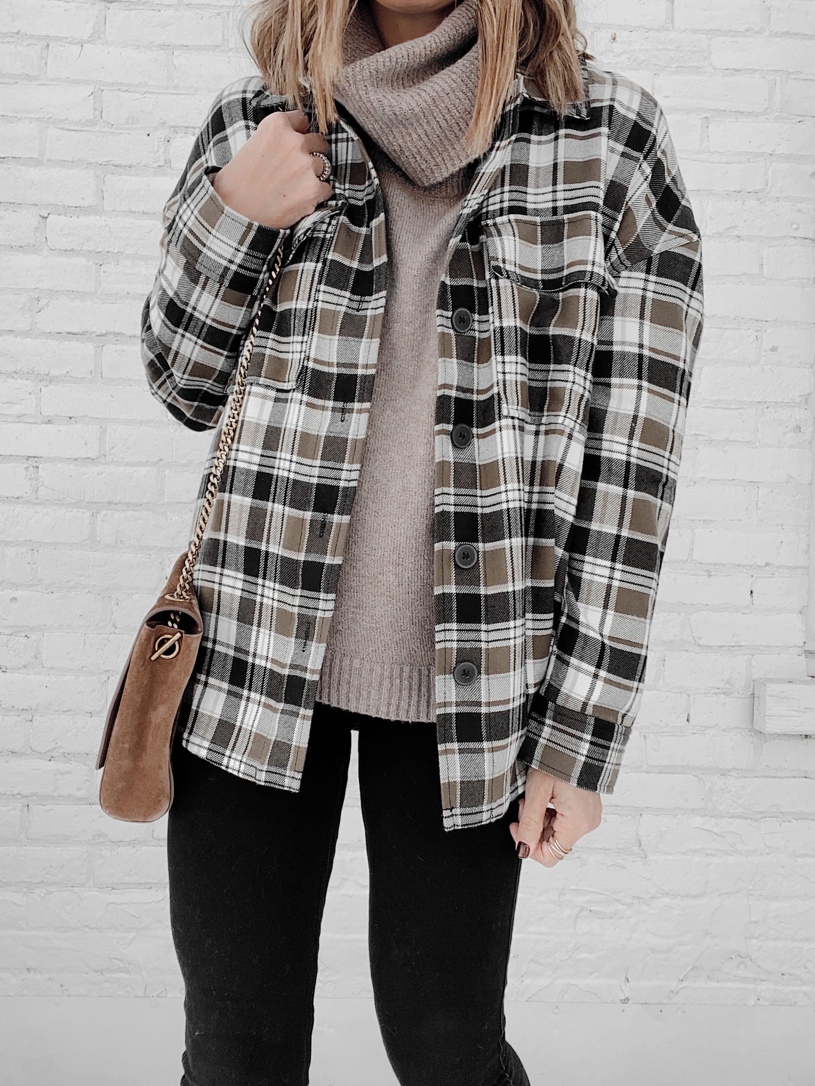 plaid shirt jacket shacket winter outfit