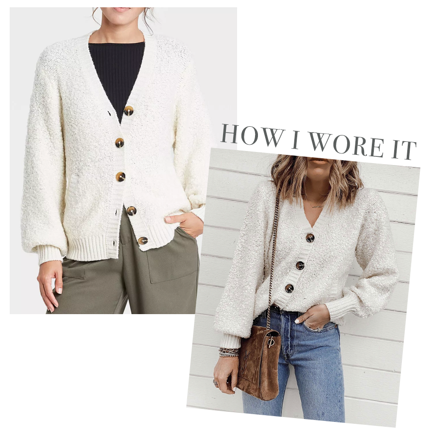 jaime shrayber wearing target whowhatwear white button front cardigan