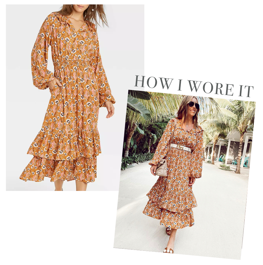 target floral long sleeve ruffle maxi summer dress