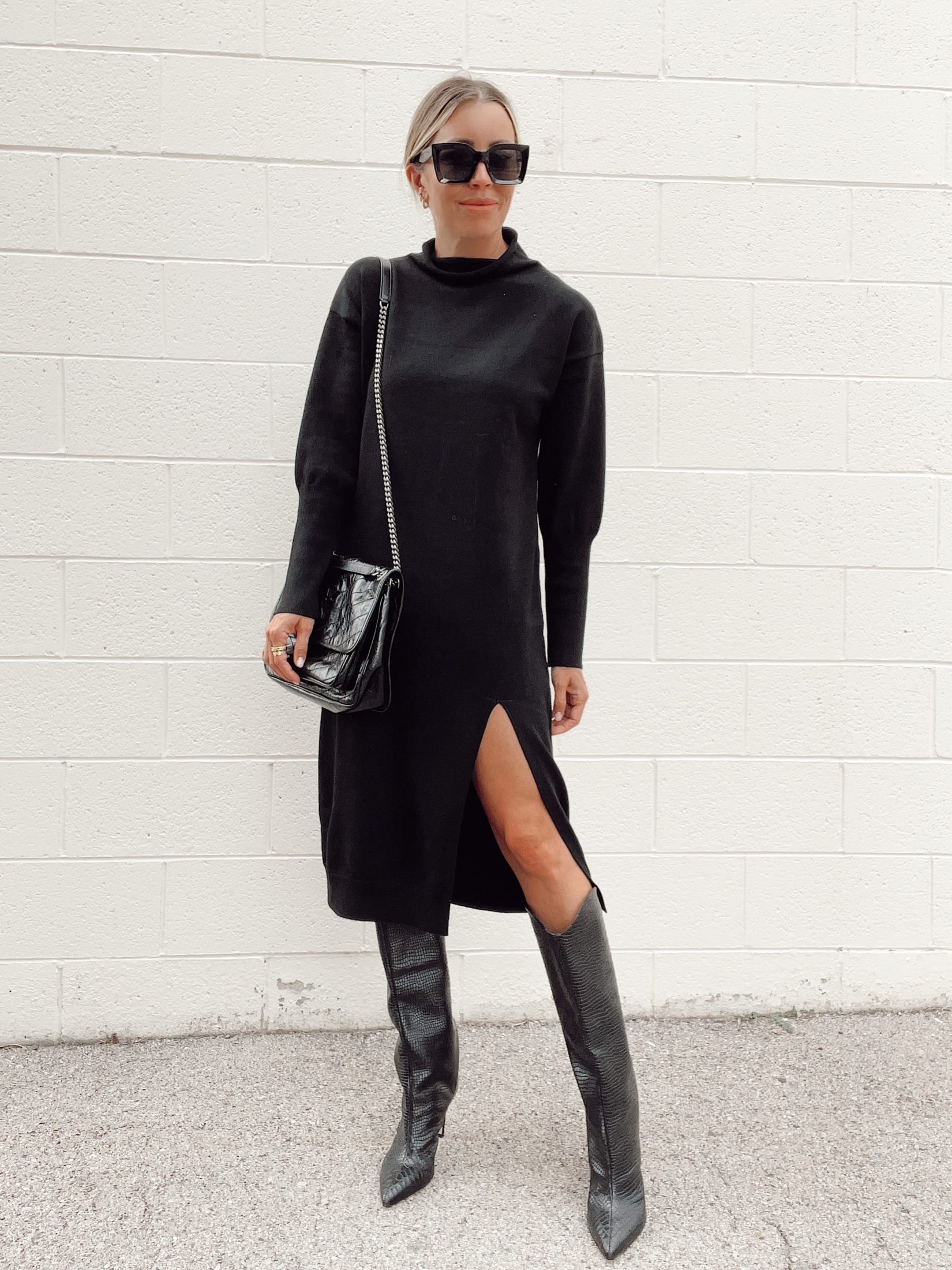 fashion blogger, sweater dress, instagram