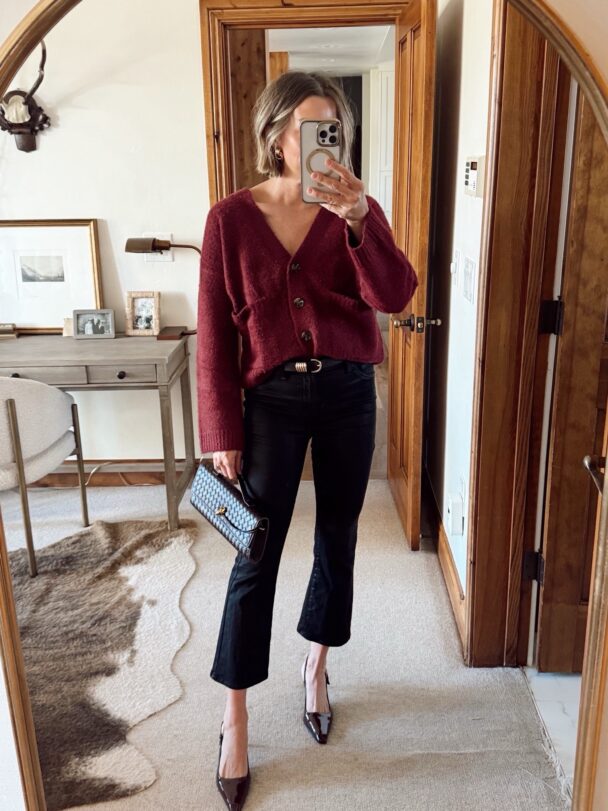 affordable red cardigan