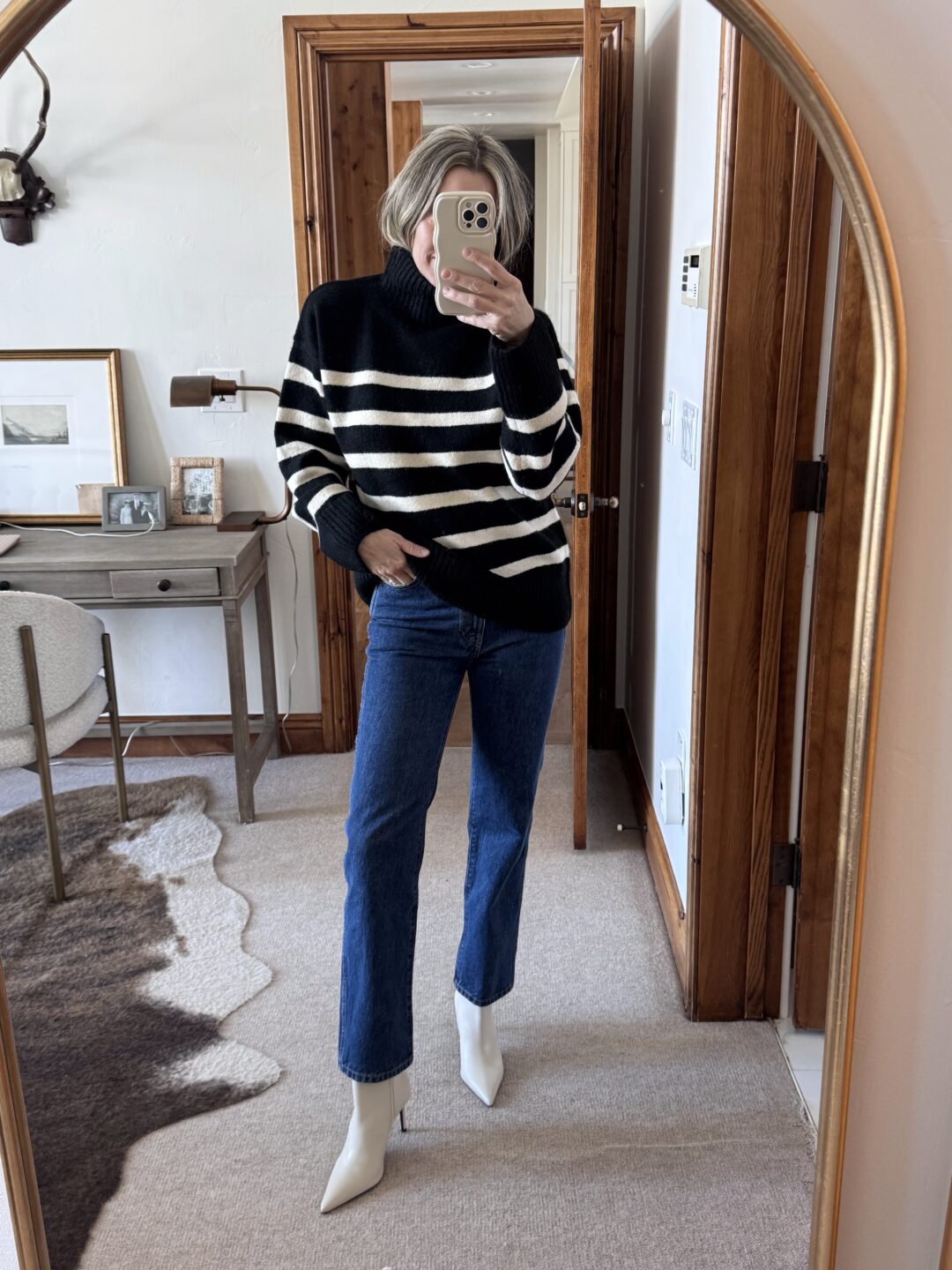 striped turtleneck sweater for winter